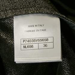 Pre Owned Chanel Grey logo Applique Lurex Denim No5 Mini Skirt S