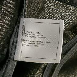 Pre Owned Chanel Grey logo Applique Lurex Denim No5 Mini Skirt S