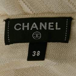 Pre Owned Chanel Off-White Knit Pleated Knee-Length Dress M