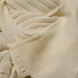 Pre Owned Chanel Off-White Knit Pleated Knee-Length Dress M
