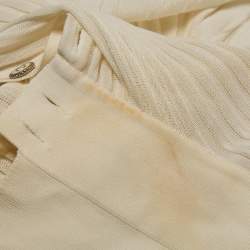 Pre Owned Chanel Off-White Knit Pleated Knee-Length Dress M