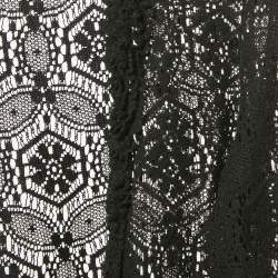 Chanel Black Lace Ruffled Open Front Cardigan M 