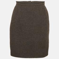 Chanel Dark Brown Tweed Wool Mini Skirt M