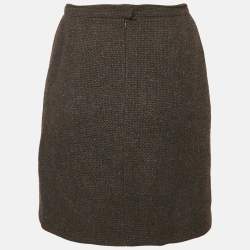 Chanel Dark Brown Tweed Wool Mini Skirt M