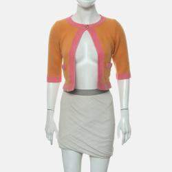Chanel Contrast-Trim Cashmere Single Buttoned Cardigan