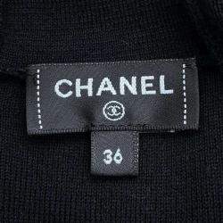 Chanel Cc Logobutton Dress Size 36 Black Cotton70% Cashmere30%