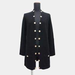 Chanel Long Knit Cardigan Size 36 Black Cashmere100%