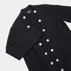 Chanel Long Knit Cardigan Size 36 Black Cashmere100%