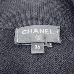 Chanel Long Knit Cardigan Size 36 Black Cashmere100%