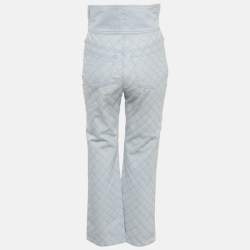 Chanel Blue Diamond Embroidered Denim Folded Waist Jeans S Waist 27"