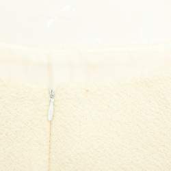 Pre Owned Chanel Cream Tweed Pearl Embellished Midi Skirt M