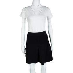 Pre Owned Chanel Black Cotton Tricot Knit Fit and Flare Mini Skirt M
