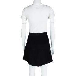 Pre Owned Chanel Black Cotton Tricot Knit Fit and Flare Mini Skirt M