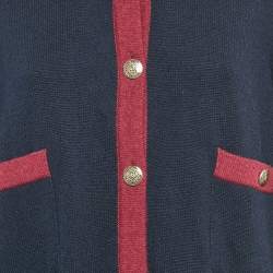 Chanel Navy Blue Cashmere Knit Long Cardigan XL