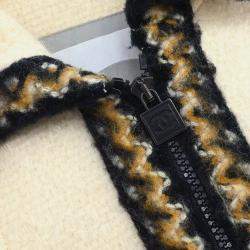 Chanel Zip Up Beige Wool Jacket