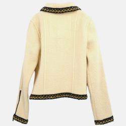 Chanel Zip Up Beige Wool Jacket