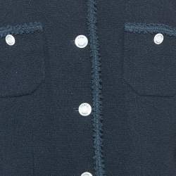 Chanel Vintage Navy Blue Wool Buttoned Jacket L