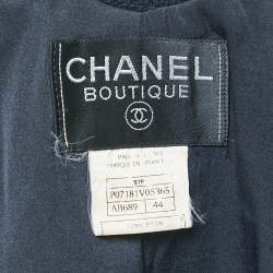 Chanel Vintage Navy Blue Wool Buttoned Jacket L