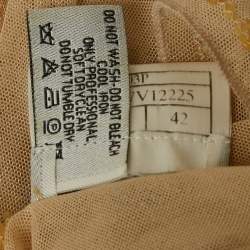 Chanel Vintage Beige Stretch Tulle Applique Detail Sheer Top L