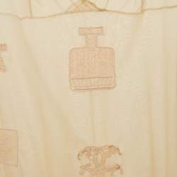 Chanel Vintage Beige Stretch Tulle Applique Detail Sheer Top L