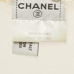 Chanel Vintage Beige Stretch Tulle Applique Detail Sheer Top L