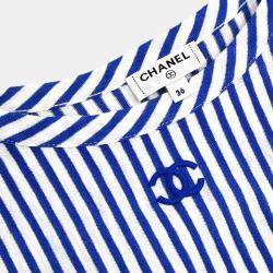 Chanel Blue Cotton Short Sleeve Top Women Size 36