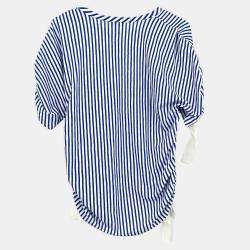Chanel Blue Cotton Short Sleeve Top Women Size 36