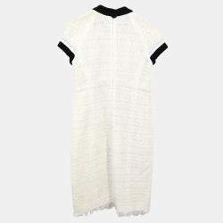 Chanel White/Black Cotton Short Sleeve Dress Women Size 38