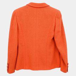 مملوكة مسبقًا جاکيت شانيل برتقالي مزدوج الصدر للنساء مقاس وسط (ميديم)