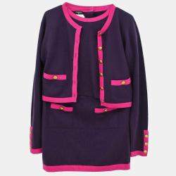 Chanel Purple Suit Cardigan Top Skirt 