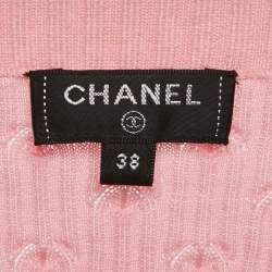 Chanel Pink Rib Knit La Pause Pearl Cardigan M
