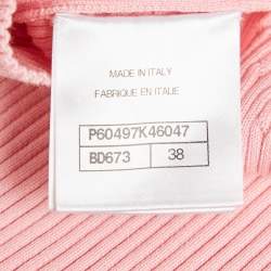 Chanel Pink Rib Knit La Pause Pearl Cardigan M