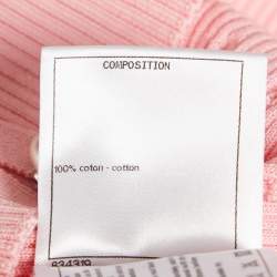 Chanel Pink Rib Knit La Pause Pearl Cardigan M