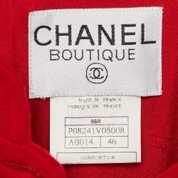 Chanel Vintage Red Cashmere Felt Front Jacket XL