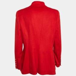 Chanel Vintage Red Cashmere Felt Front Jacket XL