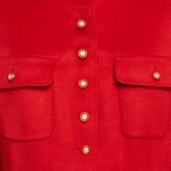 Chanel Vintage Red Cashmere Felt Front Jacket XL