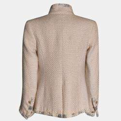 Pre Owned Chanel Cream Tweed Jacket FR 36