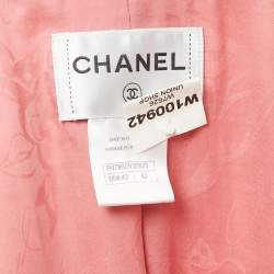 Chanel Pink Tweed Button Front Jacket L
