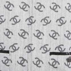 Chanel Grey Monogram Denim Sequin Embellished Shift Dress M