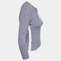 Chanel Blue Crochet Knit Long Sleeve Top S