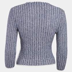 Chanel Blue Crochet Knit Long Sleeve Top S