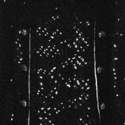 Chanel Black Sequin Tweed Camelia Coat M