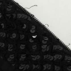 Chanel Black Sequin Tweed Camelia Coat M