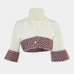Chanel White Mesh & Tweed Cropped Jacket M