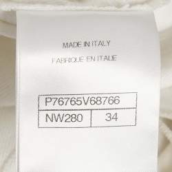 Pre Owned Chanel White Floral Embroidery Cotton Drill Pants S