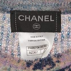 Pre Owned Chanel Multicolor Wool Blend Knit Sequin Detail Belted Mini Dress M