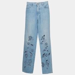 CHANEL★素敵！24B Gray Black Denim Floral/Logo Print Jeans NWT CHANEL 24B Gray Black Denim Floral/Logo Print Jeans F 34