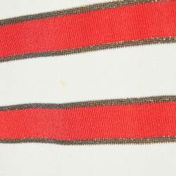 Pre Owned Chanel Navy Blue/Red Printed Silk and Knit Top M