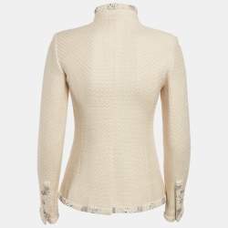 مملوكة مسبقًا Chanel Beige Boucle Lurex Detail Jacket S