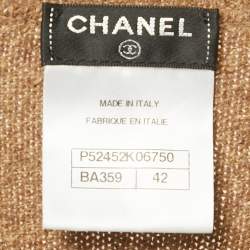 Pre Owned Chanel Brown Wool/Cashmere Floral Long Sleeve Sweater M